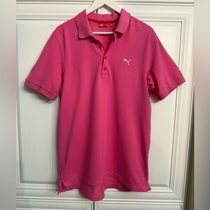 Puma Men’s Size Large Pink Short Sleeve Polo Shirt Golf Tennis Sporty Athletic